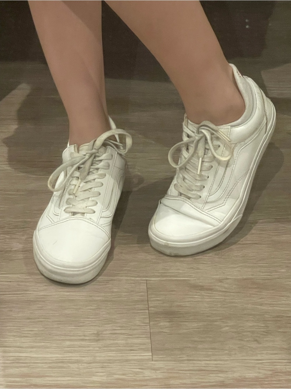 Vans Old Skool White Leather Sneakers – Women’s US 6 / EU 36 - Picture 2 of 8